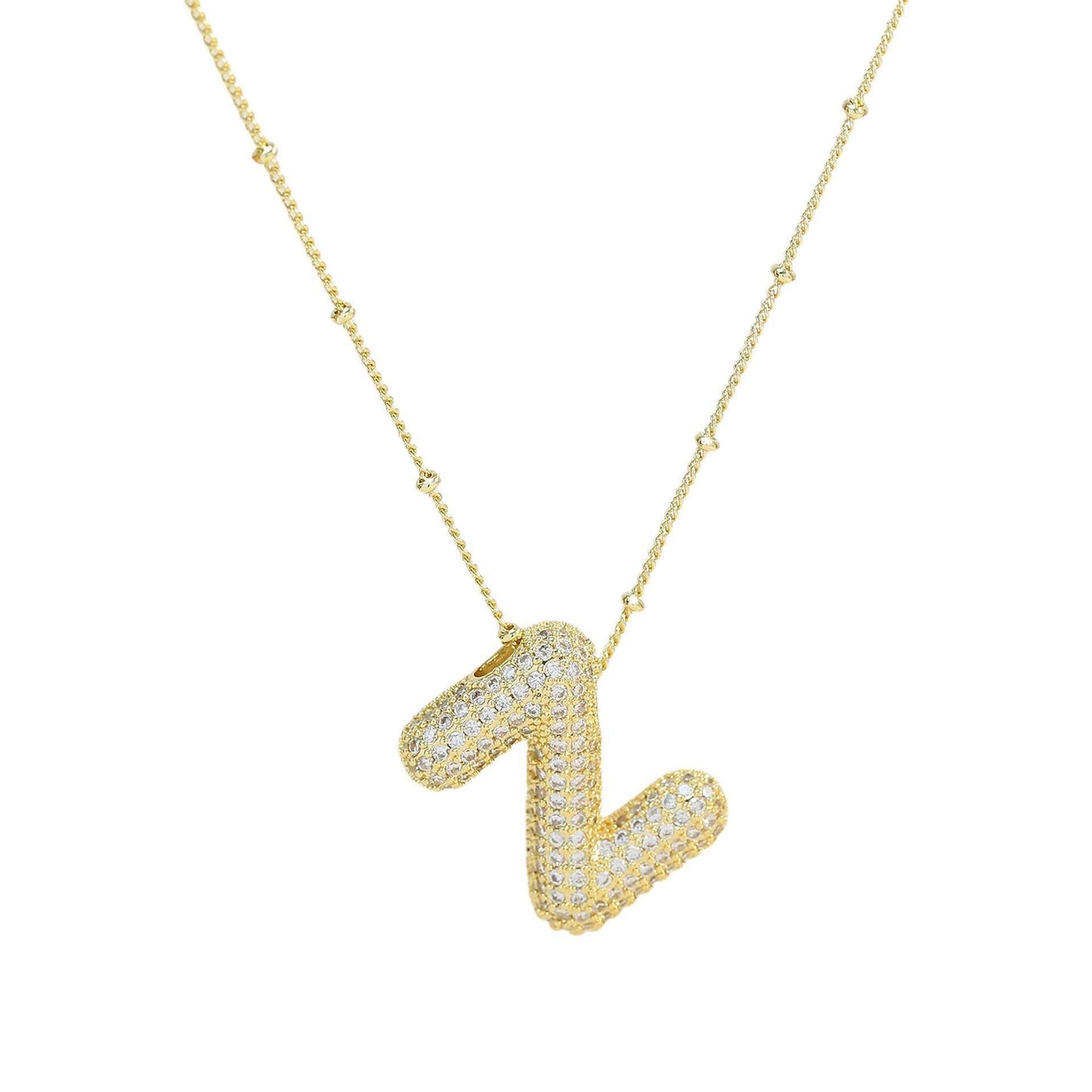 Brass Zircon Bubble Balloon Letter Pendant Necklace For Women - AMIR BAGS INDIA PRIVATE LIMITED
