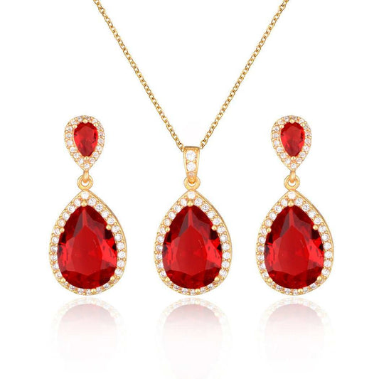 Bright Big Zircon Water Drops Necklace Eardrops Suit Bride Wedding Jewelry Simple Graceful - AMIR BAGS INDIA PRIVATE LIMITED