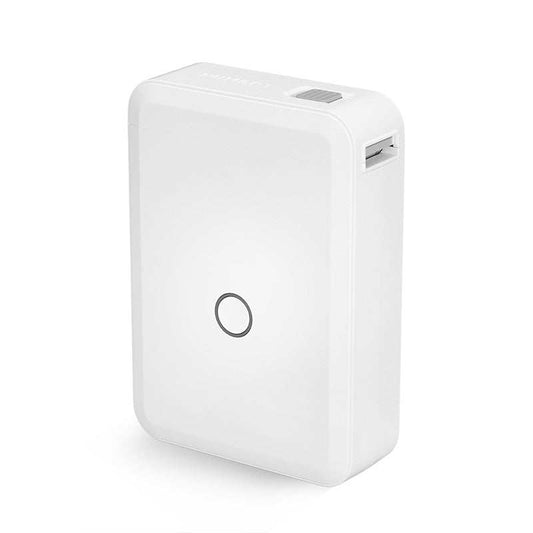 Compact white D110 label printer with Bluetooth connectivity and thermal printing technology