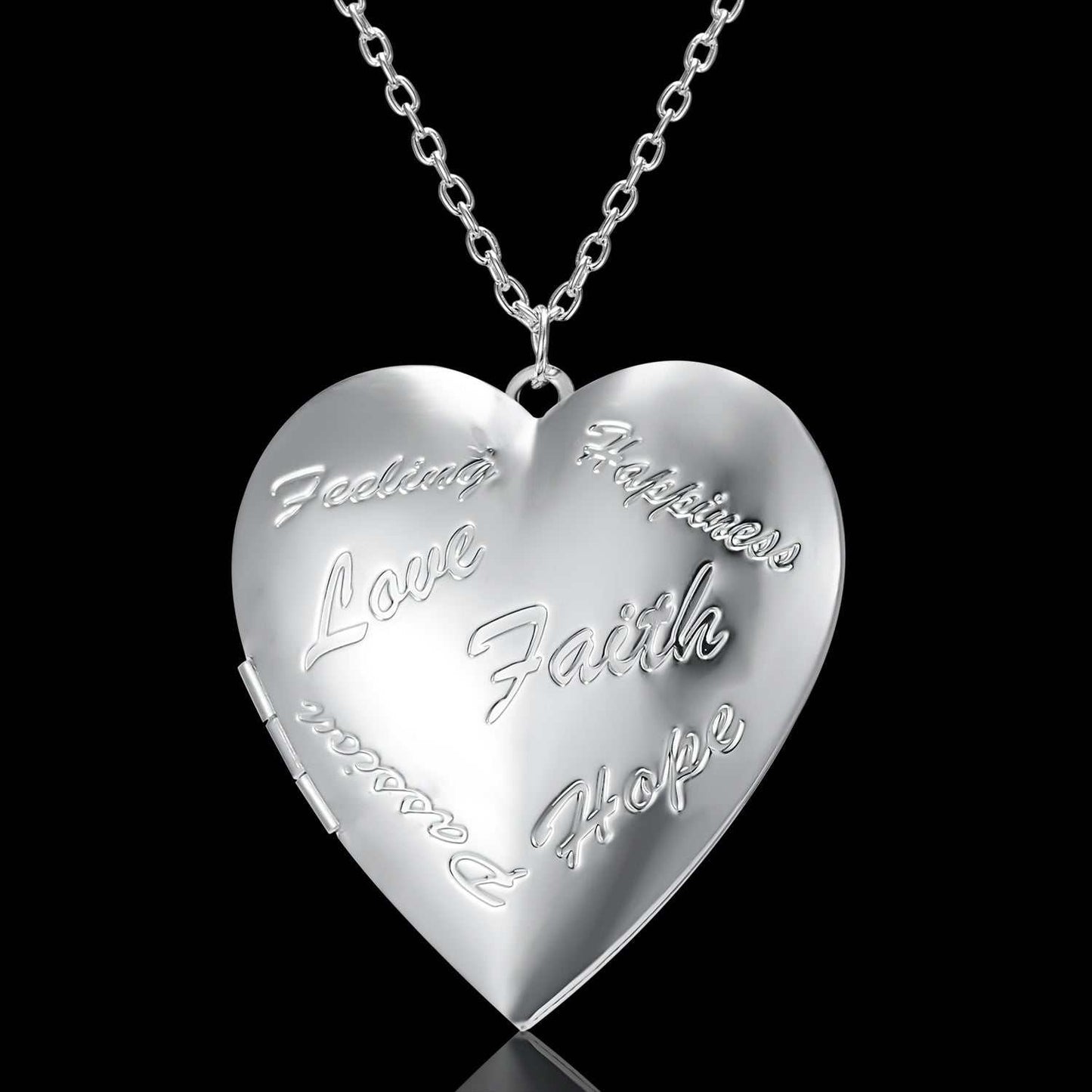 Carved Design Love Necklace Personalized Heart - shaped Photo Frame Pendant Necklace For Women Family Jewelry For Valentine's Day - AMIR BAGS INDIA PRIVATE LIMITED