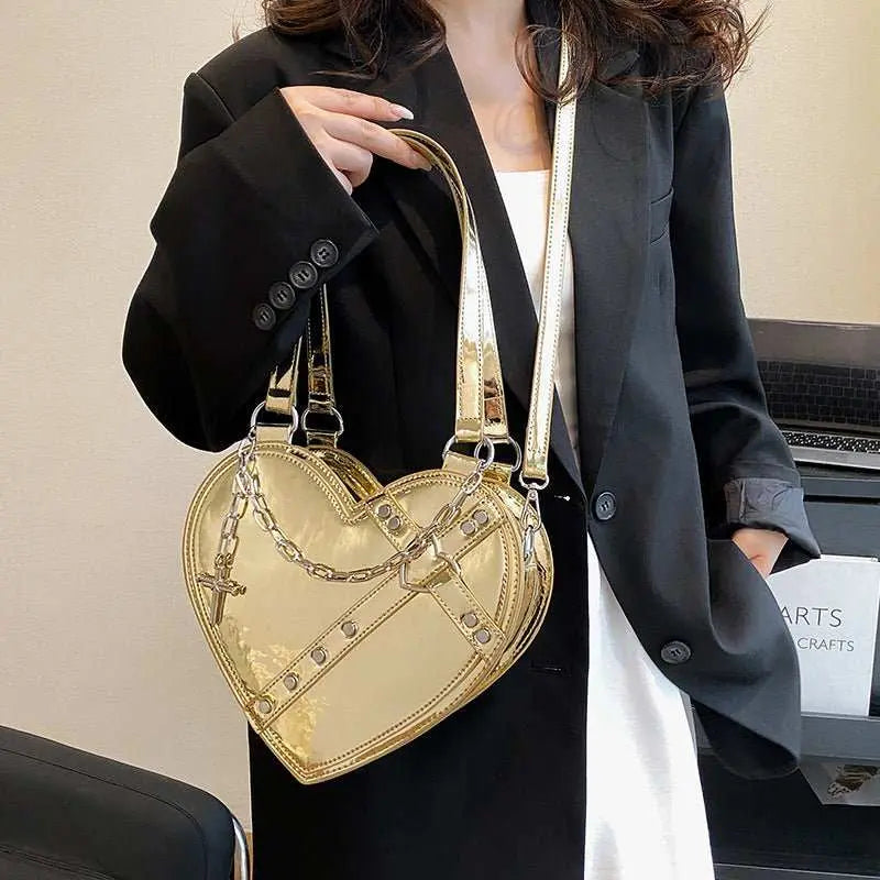 Chain Heart - shaped Bags Large Capacity Love Shoulder Bag For Women Valentine's Day - AMIR BAGS INDIA PRIVATE LIMITED
