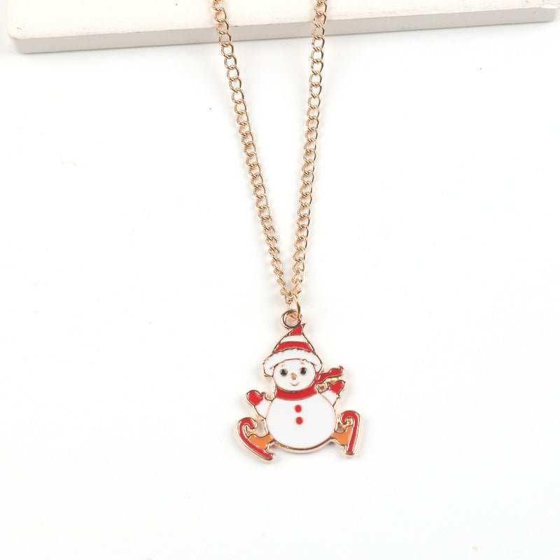 Christmas Necklace Cute Cartoon Santa Claus Snowman Elk Pendant Necklace Xmas New Year Festival Ear Jewelry Gifts - AMIR BAGS INDIA PRIVATE LIMITED