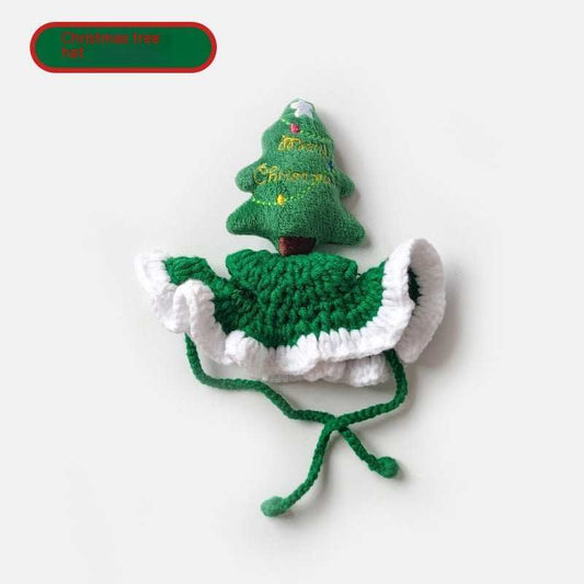 Christmas Tree Pet Head Cover Crocheted Hand - woven Cat Dog Hats Pets Products - AMIR BAGS INDIA PRIVATE LIMITED
