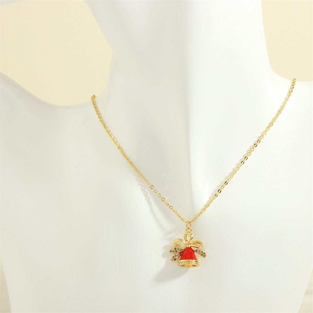 Christmas Tree Santa Claus Elk Snowman Oil - drop Necklace With Colored Rhinestones Ins Festival Clavicle Chain Necklace For Women Jewelry - AMIR BAGS INDIA PRIVATE LIMITED