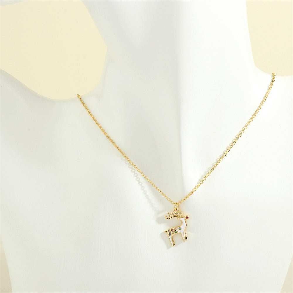 Christmas Tree Santa Claus Elk Snowman Oil - drop Necklace With Colored Rhinestones Ins Festival Clavicle Chain Necklace For Women Jewelry - AMIR BAGS INDIA PRIVATE LIMITED