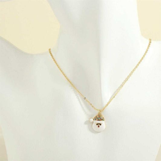 Christmas Tree Santa Claus Elk Snowman Oil - drop Necklace With Colored Rhinestones Ins Festival Clavicle Chain Necklace For Women Jewelry - AMIR BAGS INDIA PRIVATE LIMITED