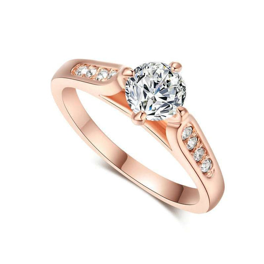 Classic foreign hot hand decorated Korean minimalist engagement rose gold plated ring Nvjie high - grade zircon wholesale - AMIR BAGS INDIA PRIVATE LIMITED