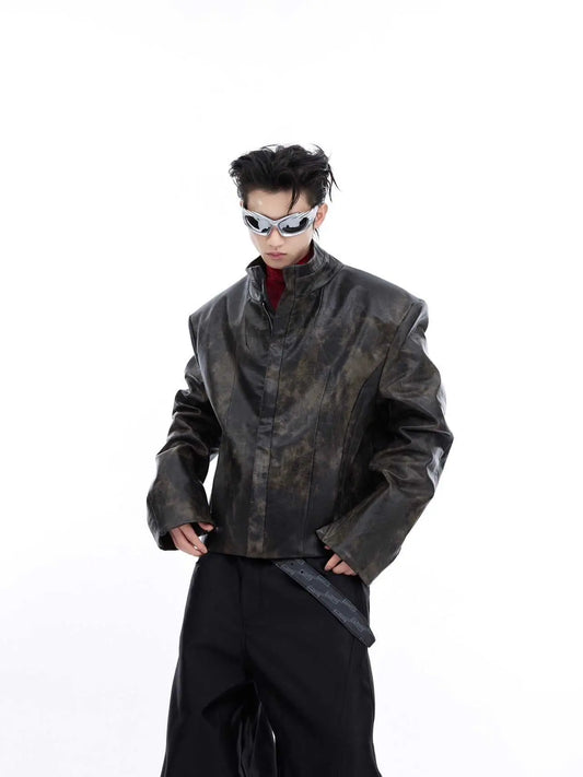 Coat Stand Collar Short Motorcycle Clothing MenProduct information:Functionality: wear on both sides Size: M,L,XL Fabric: PU Collar type: stand collar Placket: zipper Next design: straight down Version type: loosDropshipmanAMIR BAGS INDIA PRIVATE LIMITEDnull