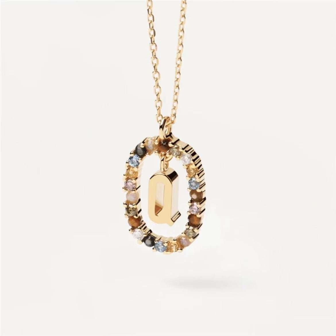 Colored Rhinestone Necklace 26 Alphabet Necklace 18K Fashion Jewelry - AMIR BAGS INDIA PRIVATE LIMITED