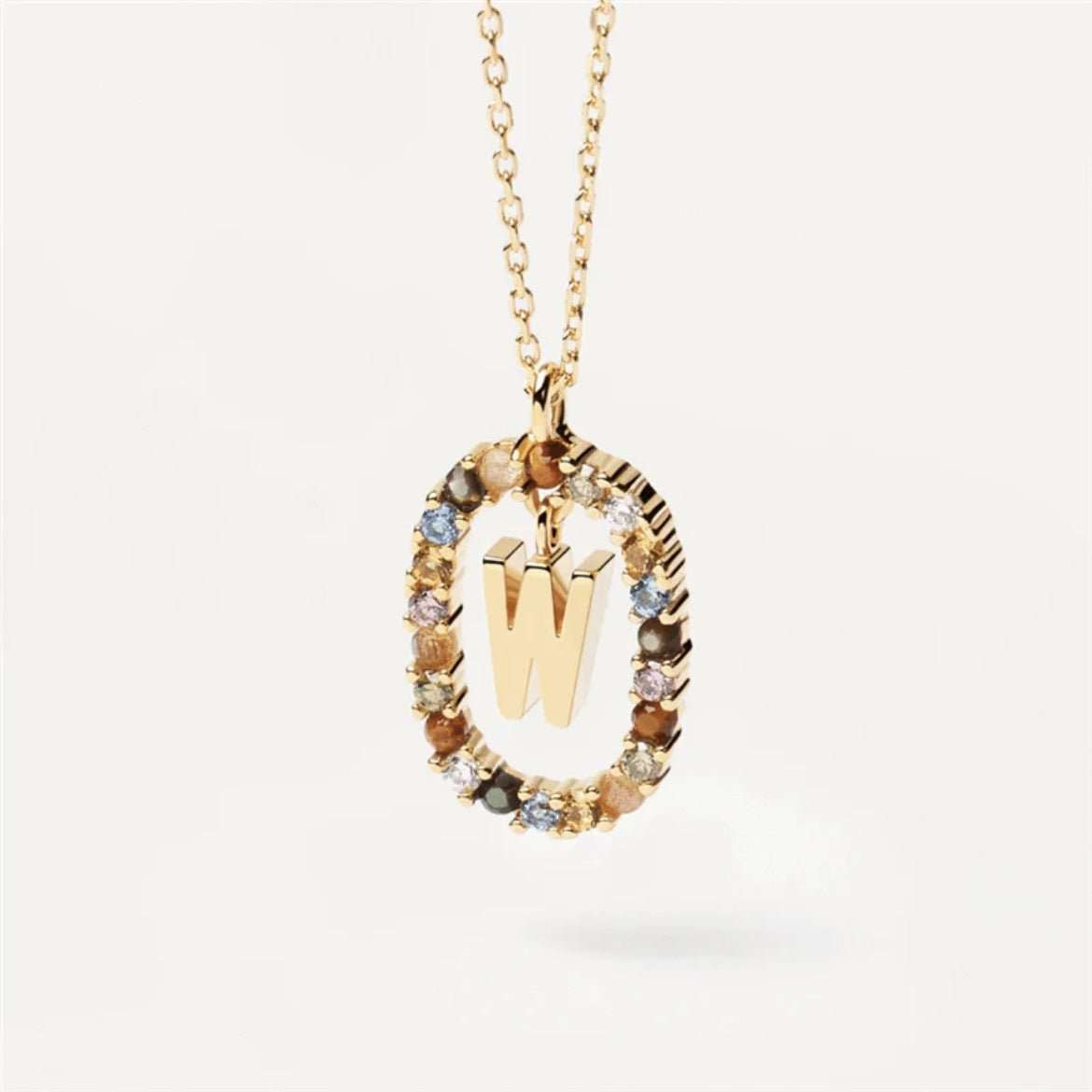 Colored Rhinestone Necklace 26 Alphabet Necklace 18K Fashion Jewelry - AMIR BAGS INDIA PRIVATE LIMITED