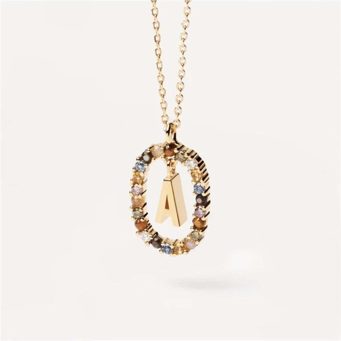 Colored Rhinestone Necklace 26 Alphabet Necklace 18K Fashion Jewelry - AMIR BAGS INDIA PRIVATE LIMITED