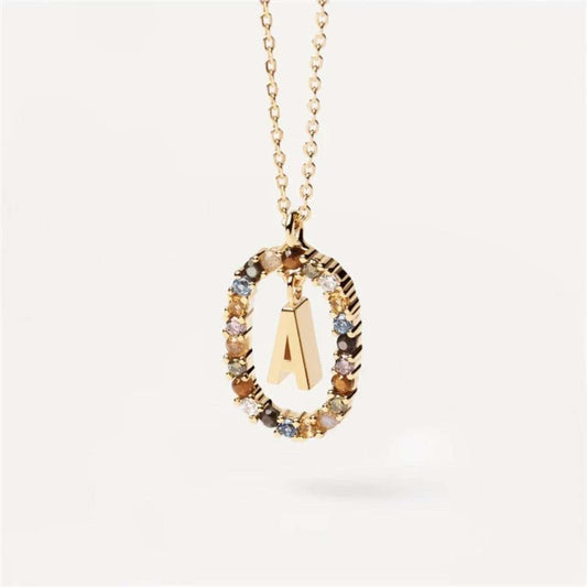 Colored Rhinestone Necklace 26 Alphabet Necklace 18K Fashion Jewelry - AMIR BAGS INDIA PRIVATE LIMITED