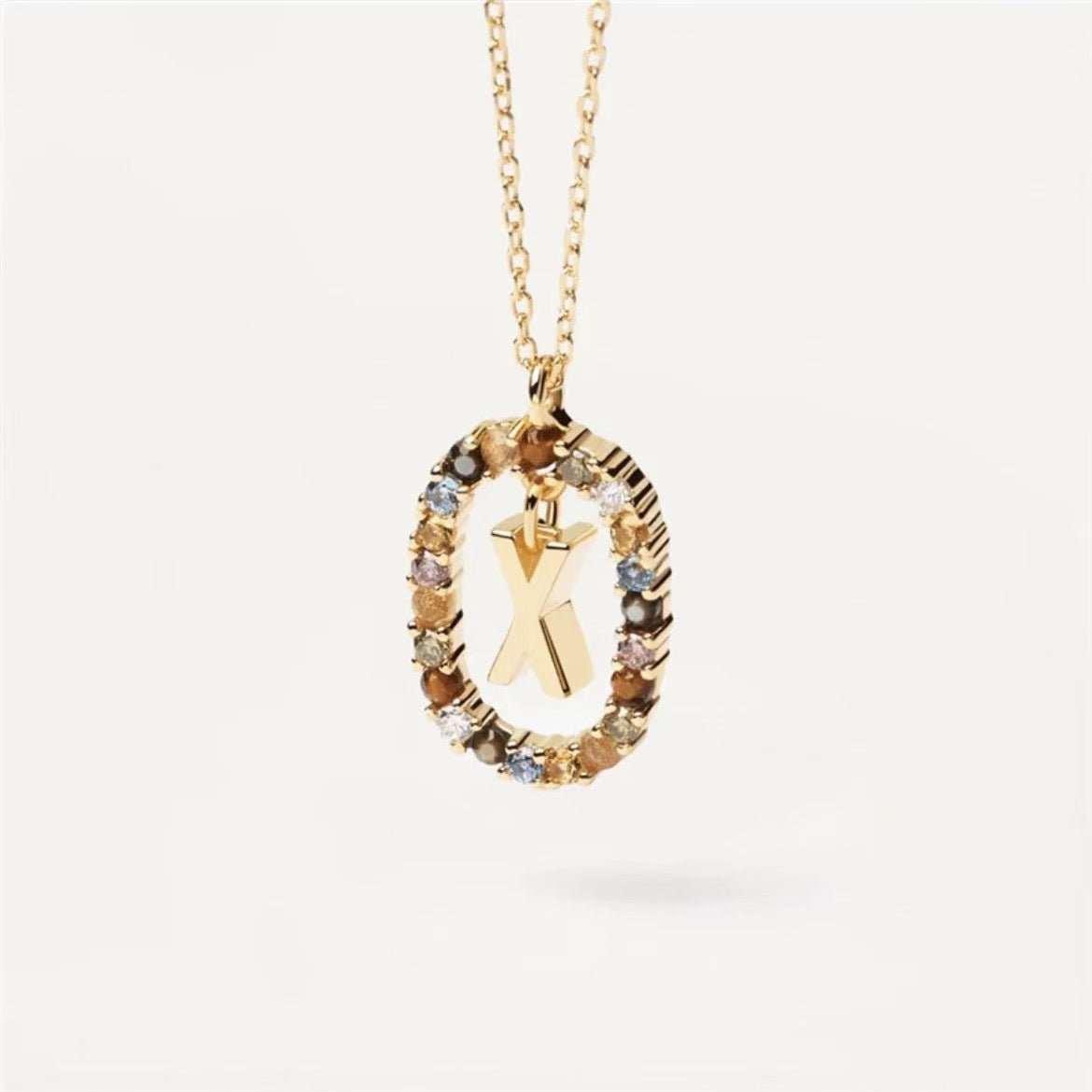 Colored Rhinestone Necklace 26 Alphabet Necklace 18K Fashion Jewelry - AMIR BAGS INDIA PRIVATE LIMITED