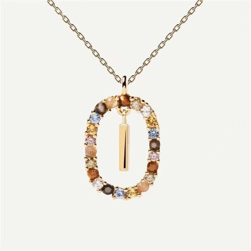 Colored Rhinestone Necklace 26 Alphabet Necklace 18K Fashion Jewelry - AMIR BAGS INDIA PRIVATE LIMITED