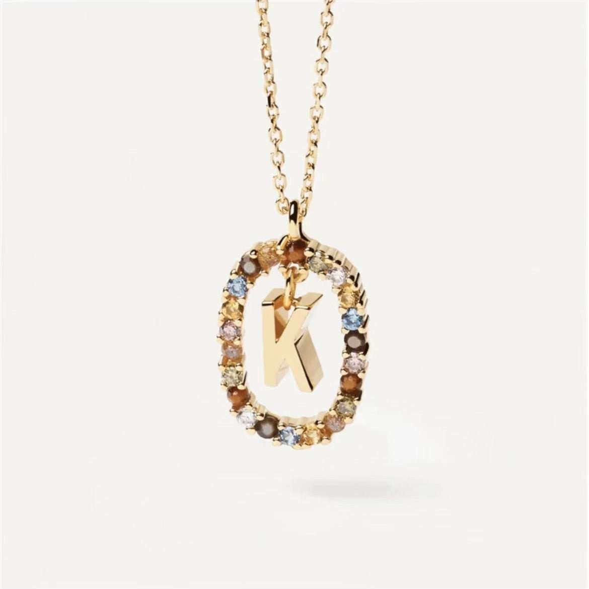Colored Rhinestone Necklace 26 Alphabet Necklace 18K Fashion Jewelry - AMIR BAGS INDIA PRIVATE LIMITED