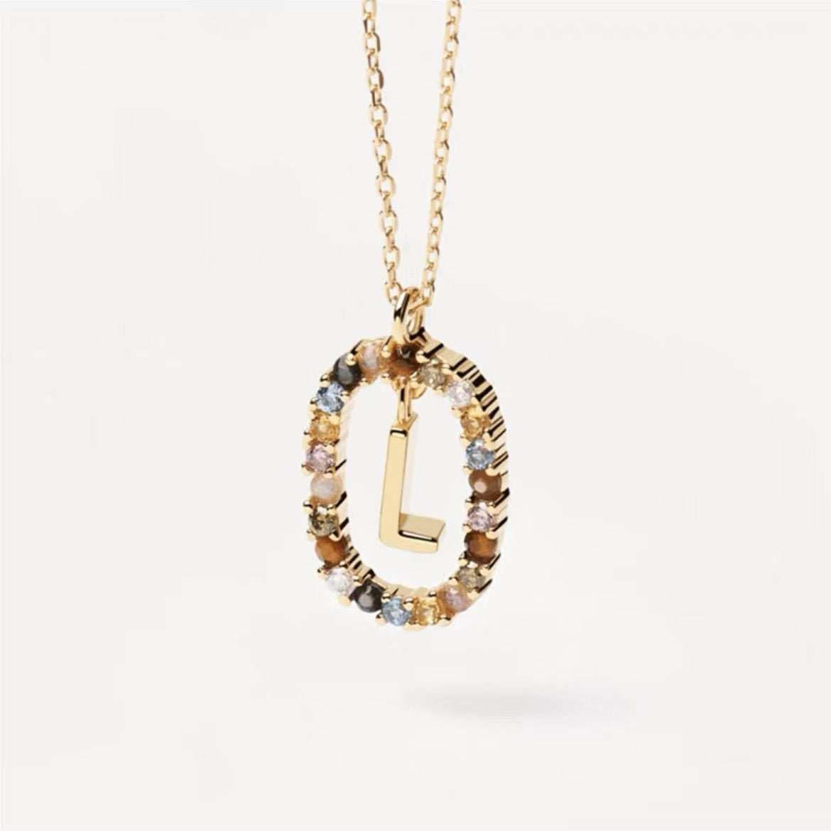 Colored Rhinestone Necklace 26 Alphabet Necklace 18K Fashion Jewelry - AMIR BAGS INDIA PRIVATE LIMITED