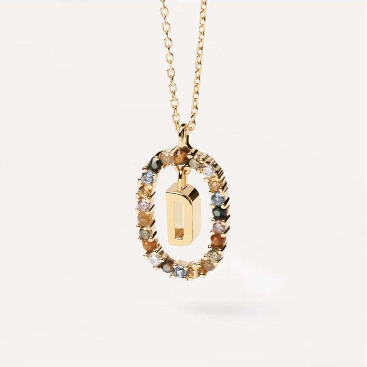 Colored Rhinestone Necklace 26 Alphabet Necklace 18K Fashion Jewelry - AMIR BAGS INDIA PRIVATE LIMITED