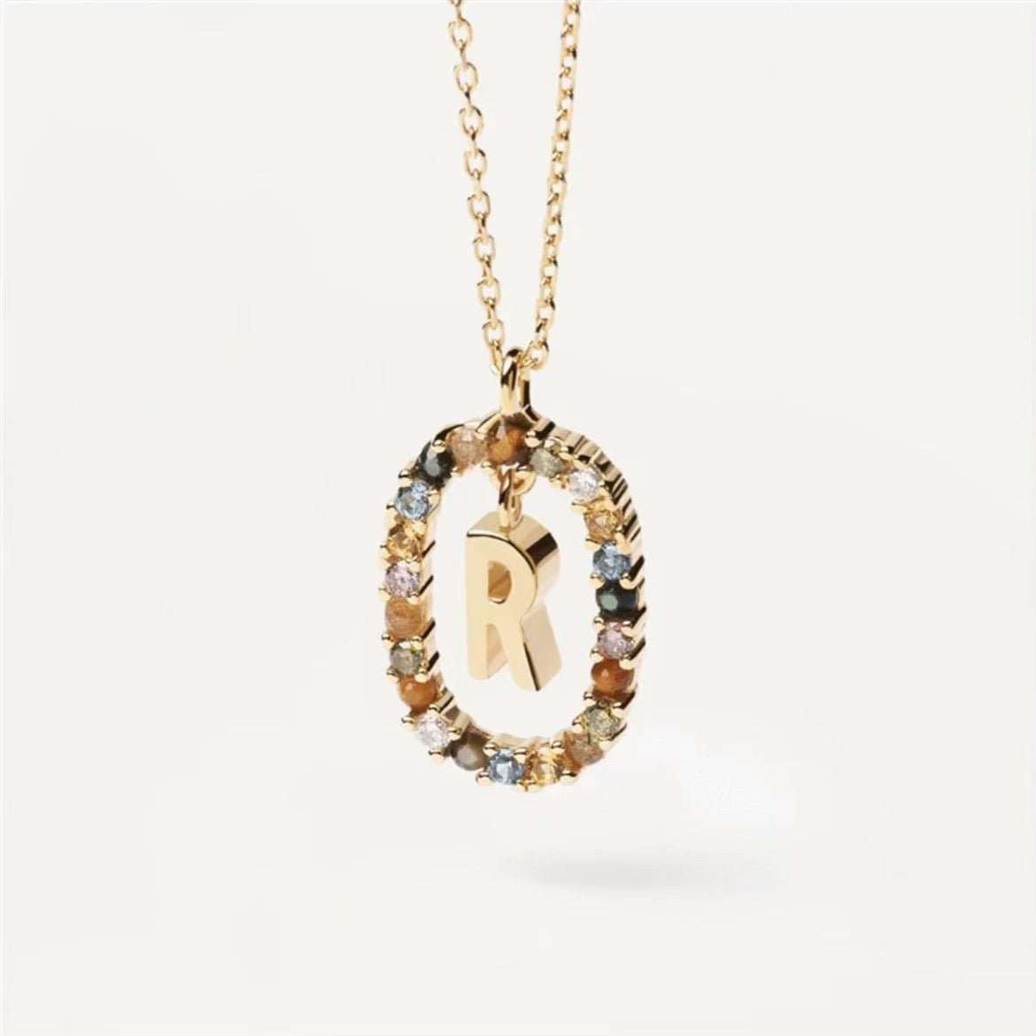 Colored Rhinestone Necklace 26 Alphabet Necklace 18K Fashion Jewelry - AMIR BAGS INDIA PRIVATE LIMITED
