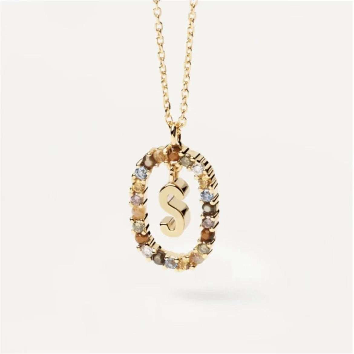 Colored Rhinestone Necklace 26 Alphabet Necklace 18K Fashion Jewelry - AMIR BAGS INDIA PRIVATE LIMITED