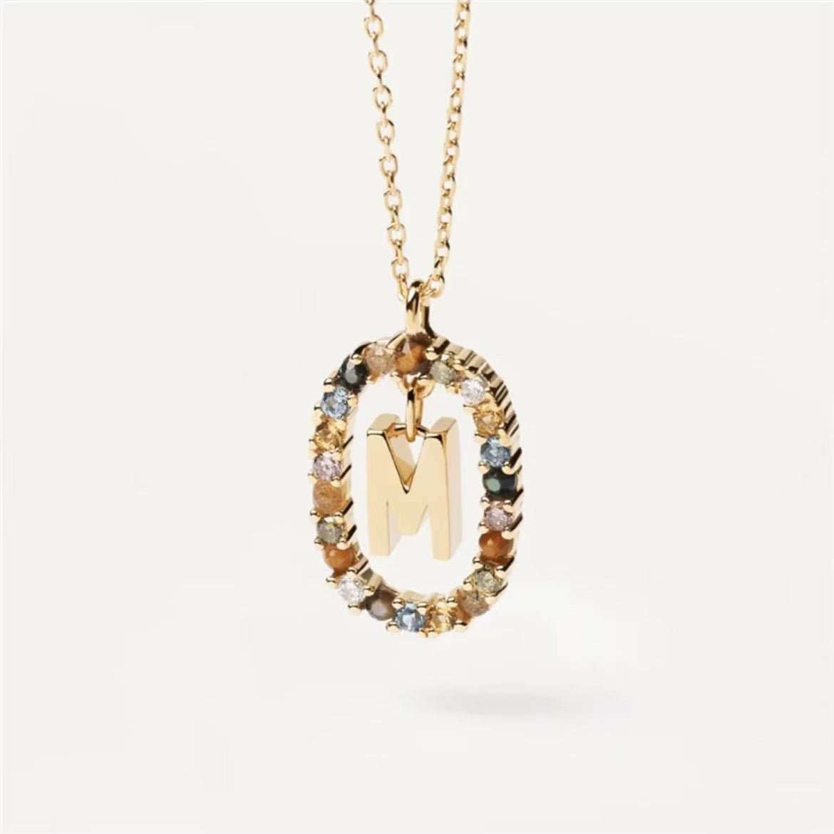 Colored Rhinestone Necklace 26 Alphabet Necklace 18K Fashion Jewelry - AMIR BAGS INDIA PRIVATE LIMITED