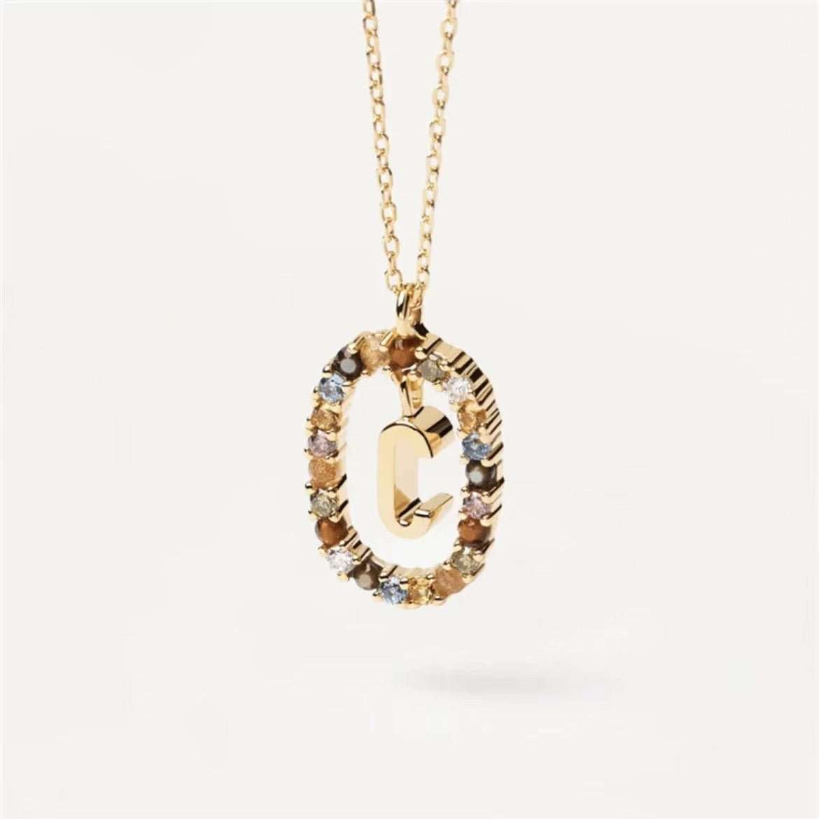 Colored Rhinestone Necklace 26 Alphabet Necklace 18K Fashion Jewelry - AMIR BAGS INDIA PRIVATE LIMITED