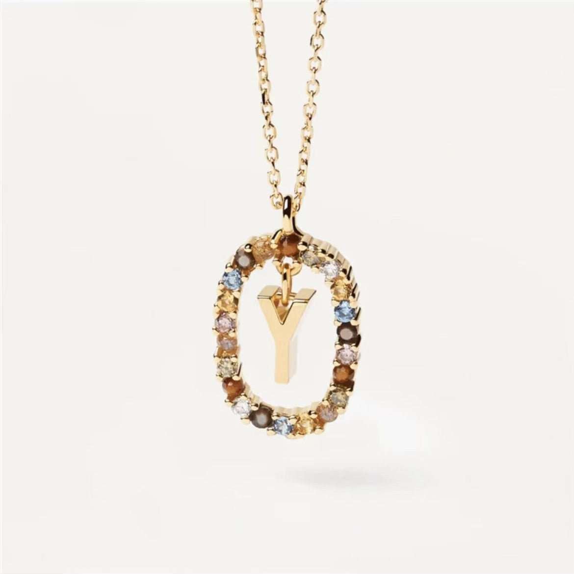 Colored Rhinestone Necklace 26 Alphabet Necklace 18K Fashion Jewelry - AMIR BAGS INDIA PRIVATE LIMITED