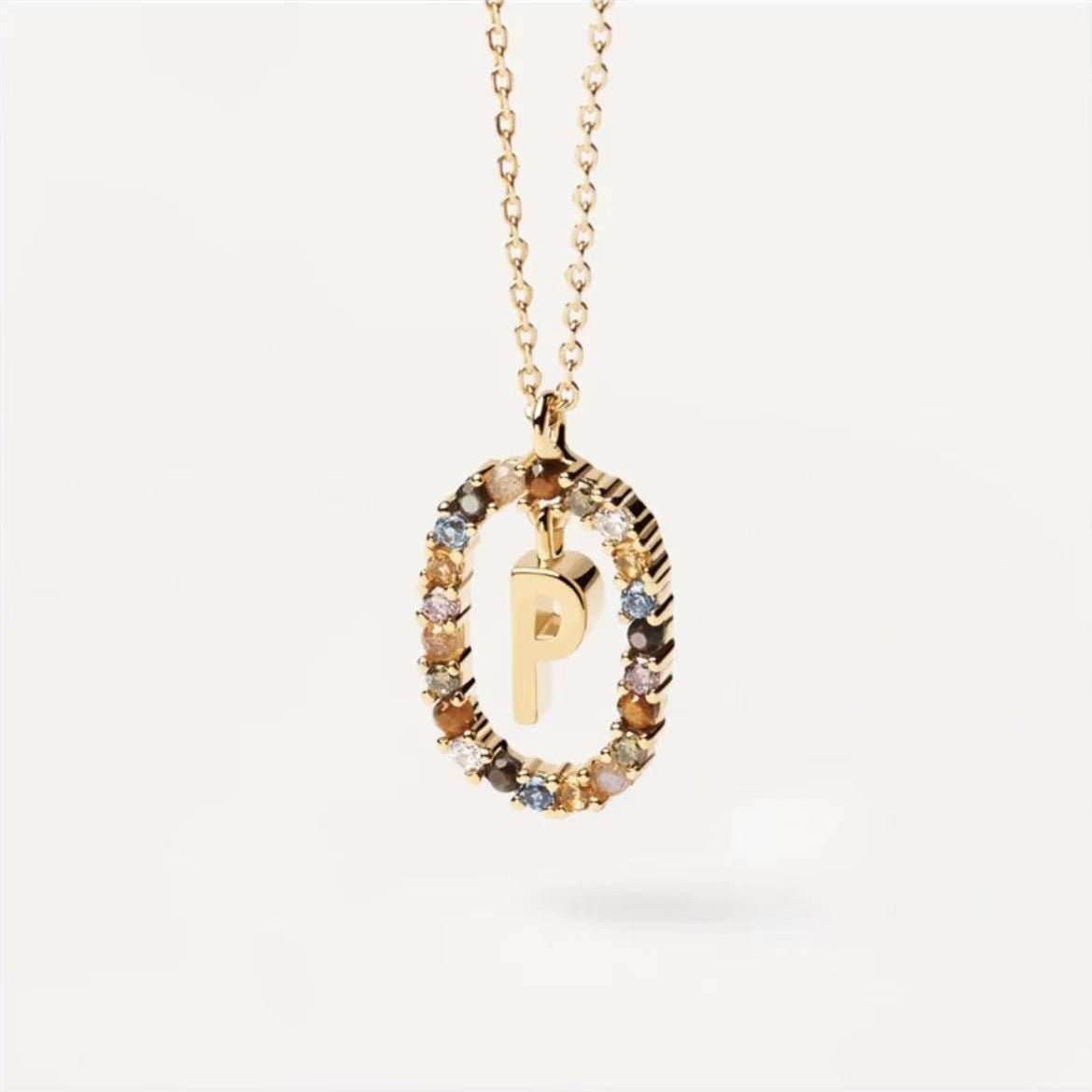 Colored Rhinestone Necklace 26 Alphabet Necklace 18K Fashion Jewelry - AMIR BAGS INDIA PRIVATE LIMITED