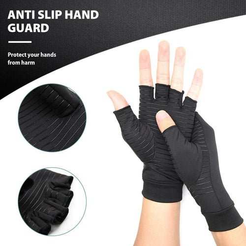 Compression Arthritis Glove Unisex Joint Pain Relief Half Finger Brace - AMIR BAGS INDIA PRIVATE LIMITED
