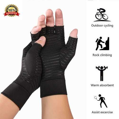 Compression Arthritis Glove Unisex Joint Pain Relief Half Finger Brace - AMIR BAGS INDIA PRIVATE LIMITED