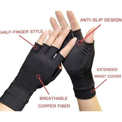 Compression Arthritis Glove Unisex Joint Pain Relief Half Finger Brace - AMIR BAGS INDIA PRIVATE LIMITED