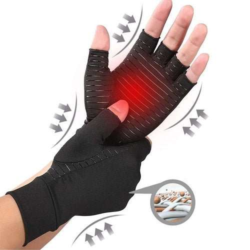 Compression Arthritis Glove Unisex Joint Pain Relief Half Finger Brace - AMIR BAGS INDIA PRIVATE LIMITED