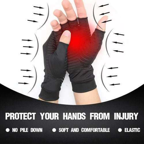 Compression Arthritis Glove Unisex Joint Pain Relief Half Finger Brace - AMIR BAGS INDIA PRIVATE LIMITED