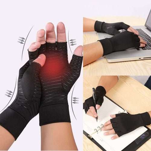 Compression Arthritis Glove Unisex Joint Pain Relief Half Finger Brace - AMIR BAGS INDIA PRIVATE LIMITED