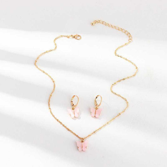 Creative Fashion Resin Butterfly Necklace And Earring Set - AMIR BAGS INDIA PRIVATE LIMITED