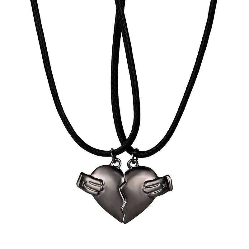 Creative Magnet Love Necklace 2pcs Heart - broken Shape Necklace Men And Women Personalized Jewelry For Valentine's Day - AMIR BAGS INDIA PRIVATE LIMITED