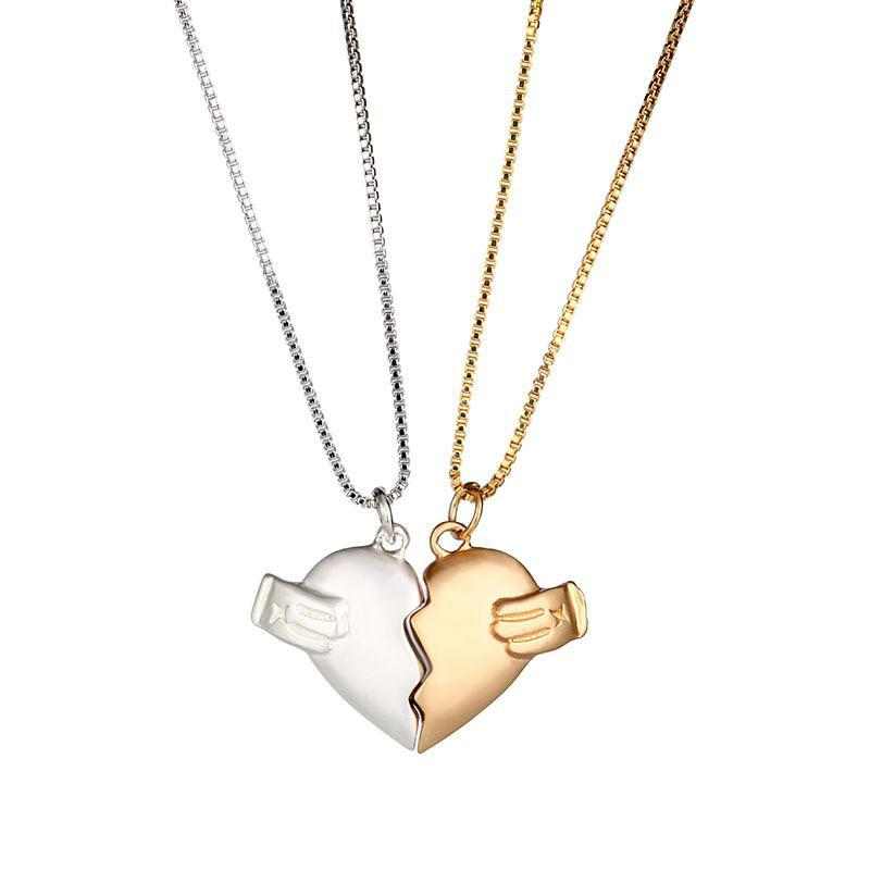 Creative Magnet Love Necklace 2pcs Heart - broken Shape Necklace Men And Women Personalized Jewelry For Valentine's Day - AMIR BAGS INDIA PRIVATE LIMITED