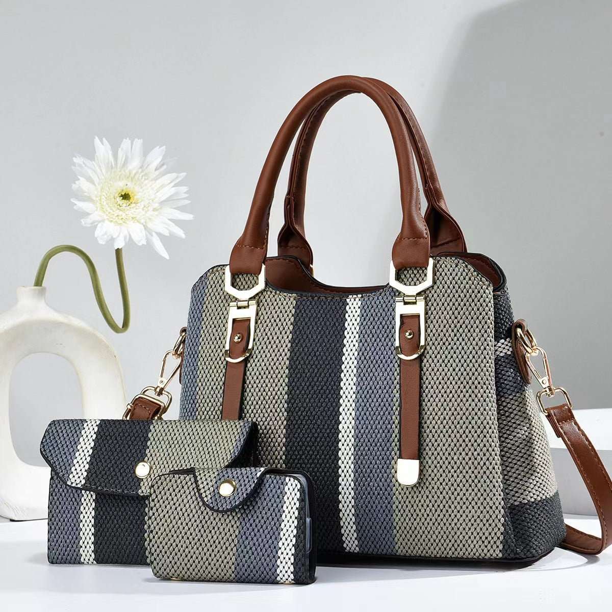 Crossbody Large Capacity New Son And Mother Canvas Contrast Color Handbags - AMIR BAGS INDIA PRIVATE LIMITED