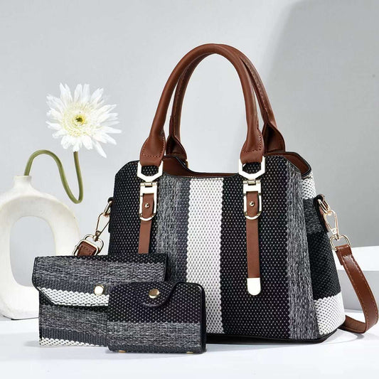 Crossbody Large Capacity New Son And Mother Canvas Contrast Color Handbags - AMIR BAGS INDIA PRIVATE LIMITED