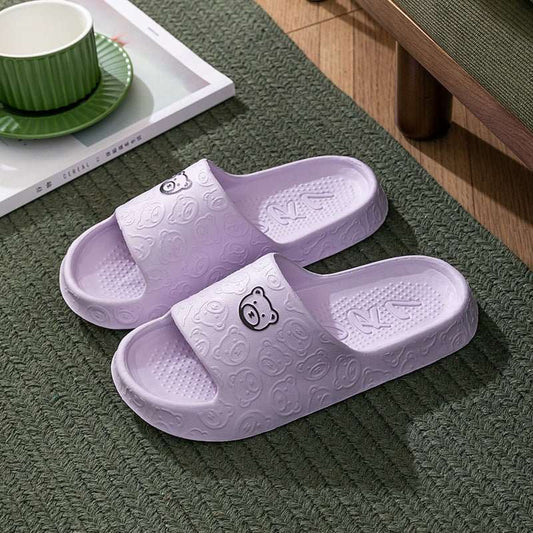 Cute Bear Slippers Indoor Non - slip Thick Soles Floor Bedroom Bathroom Slippers For Women Men Fashion House Shoes Summer - AMIR BAGS INDIA PRIVATE LIMITED