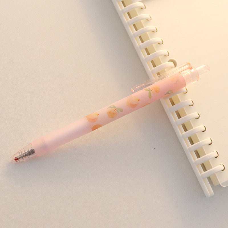Cute Peach Press Gel Pen Korean Stationery Kawaii Gel Ink Rollerball Pens - AMIR BAGS INDIA PRIVATE LIMITED