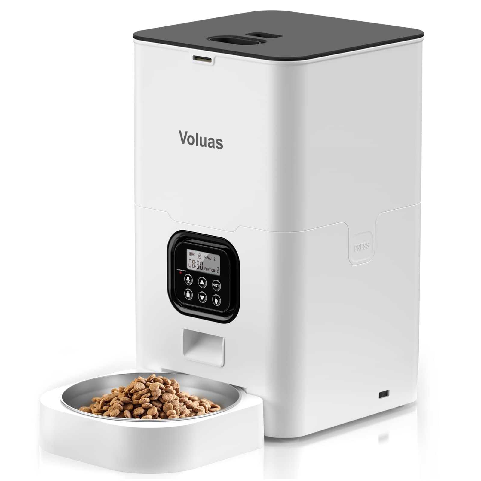 Household pet intelligent automatic double meal feeder with stainless steel tray and digital control panel