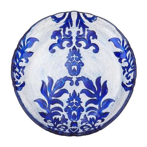 DAMASK Blue Velvet Gilded Glass Canapé Plates - AMIR BAGS INDIA PRIVATE LIMITED