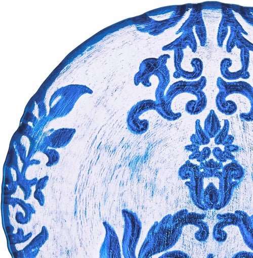 DAMASK Blue Velvet Gilded Glass Canapé Plates - AMIR BAGS INDIA PRIVATE LIMITED