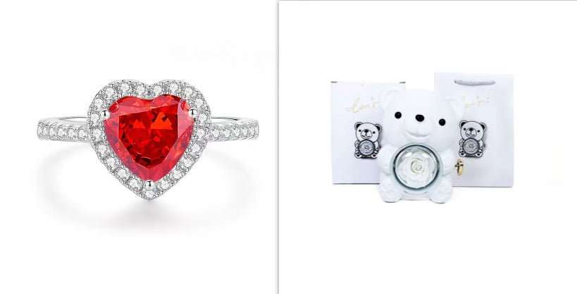Eternal Rose Teddy Bear Gifts Box With Necklace Rotate Rose Jewelry Box Valentine Wedding Storage Gift Case For Women Girlfriend - AMIR BAGS INDIA PRIVATE LIMITED
