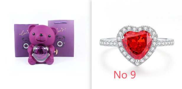 Eternal Rose Teddy Bear Gifts Box With Necklace Rotate Rose Jewelry Box Valentine Wedding Storage Gift Case For Women Girlfriend - AMIR BAGS INDIA PRIVATE LIMITED