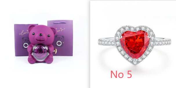 Eternal Rose Teddy Bear Gifts Box With Necklace Rotate Rose Jewelry Box Valentine Wedding Storage Gift Case For Women Girlfriend - AMIR BAGS INDIA PRIVATE LIMITED
