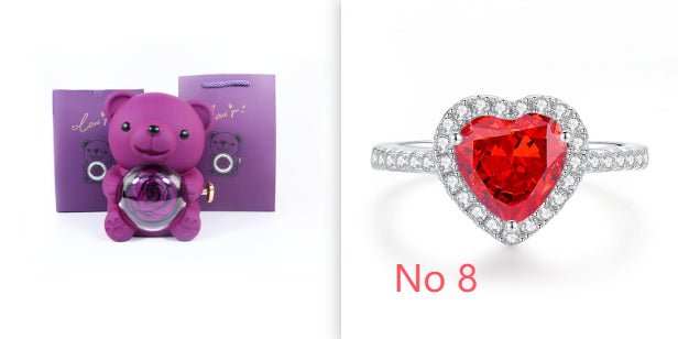 Eternal Rose Teddy Bear Gifts Box With Necklace Rotate Rose Jewelry Box Valentine Wedding Storage Gift Case For Women Girlfriend - AMIR BAGS INDIA PRIVATE LIMITED