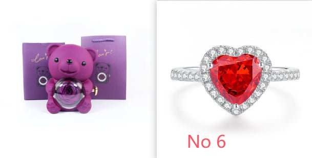 Eternal Rose Teddy Bear Gifts Box With Necklace Rotate Rose Jewelry Box Valentine Wedding Storage Gift Case For Women Girlfriend - AMIR BAGS INDIA PRIVATE LIMITED