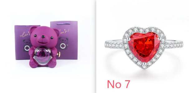Eternal Rose Teddy Bear Gifts Box With Necklace Rotate Rose Jewelry Box Valentine Wedding Storage Gift Case For Women Girlfriend - AMIR BAGS INDIA PRIVATE LIMITED