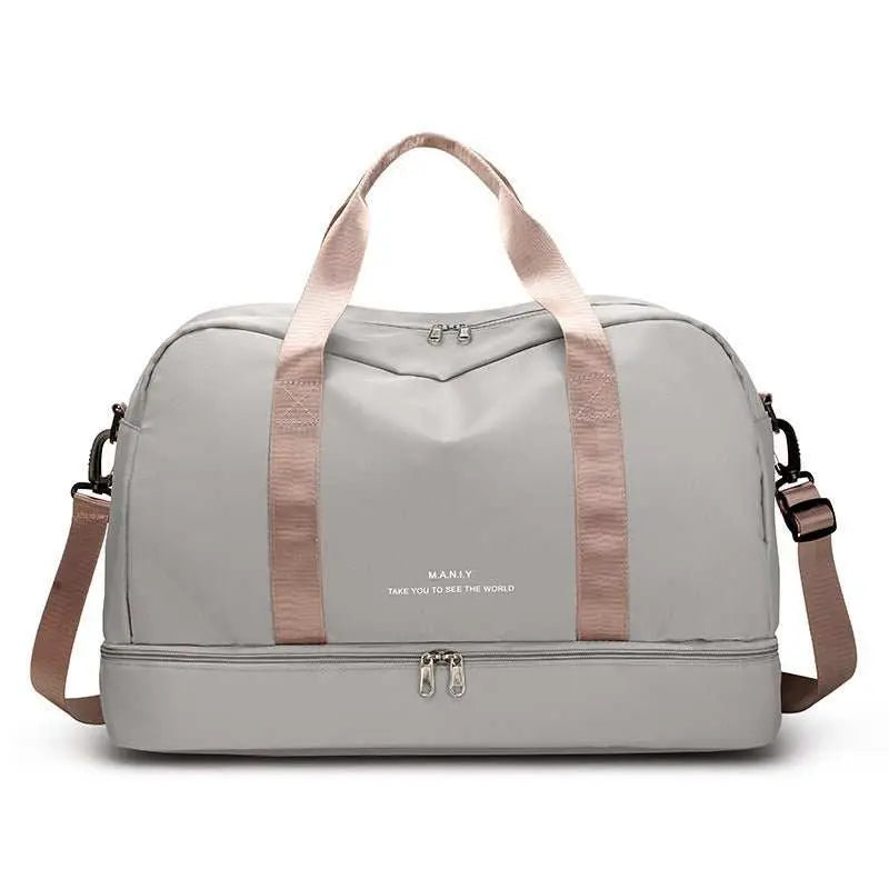 Expandable Travel Bags Dry And Wet Separation Sports Fitness Handbag Women's Large Capacity Totes For Weekend Overnight Shoulder Bag - AMIR BAGS INDIA PRIVATE LIMITED